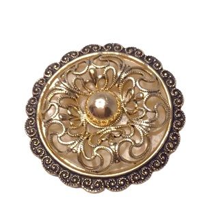 🦄 Vintage Gold Tone Filigree Floral Scarf Clip, W. Germany